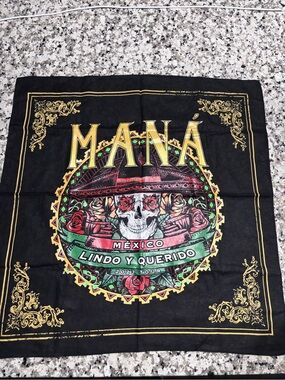 Maná México Lindo y Querido Tour  Bandana - Black with Multi Color Skull Design